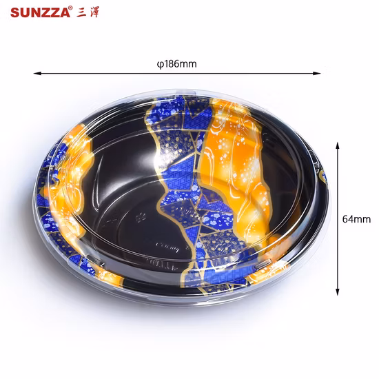 식품 등급 PP 플라스틱 라운드 일회용 검정 및 빨강 패스트 푸드 포장