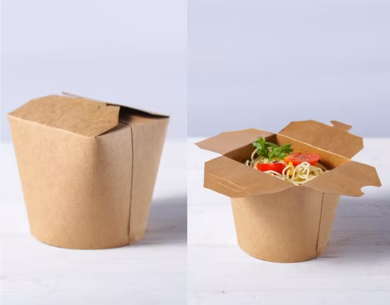 맞춤형 일반 흰색/크래프트 파스타 식품 포장 종이 포장 패스트 푸드 포장